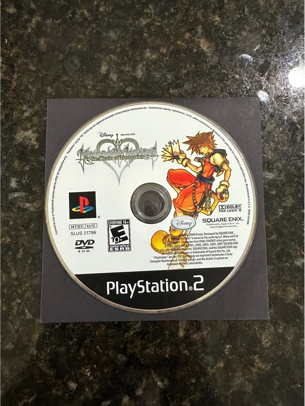 Kingdom Hearts PlayStation chain of memory's  Game Disc